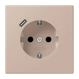Jung SCHUKO Steckdose 16 A 250 V ~, mit USB-Ladegerät 1 x Typ C, SAFETY+, Serie LS, ombre br?lée claire LC1520-18C240