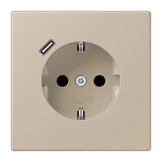 Jung SCHUKO Steckdose 16 A 250 V ~, mit USB-Ladegerät 1 x Typ C, SAFETY+, Serie LS, ombre naturelle claire LC1520-18C243