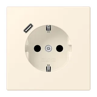 Jung SCHUKO Steckdose 16 A 250 V ~, mit USB-Ladegerät 1 x Typ C, SAFETY+, Serie LS, blanc ivoire LC1520-18C245
