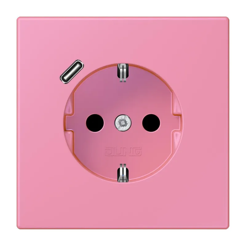 Jung SCHUKO Steckdose 16 A 250 V ~, mit USB-Ladegerät 1 x Typ C, SAFETY+, Serie LS, rose vif LC1520-18C246