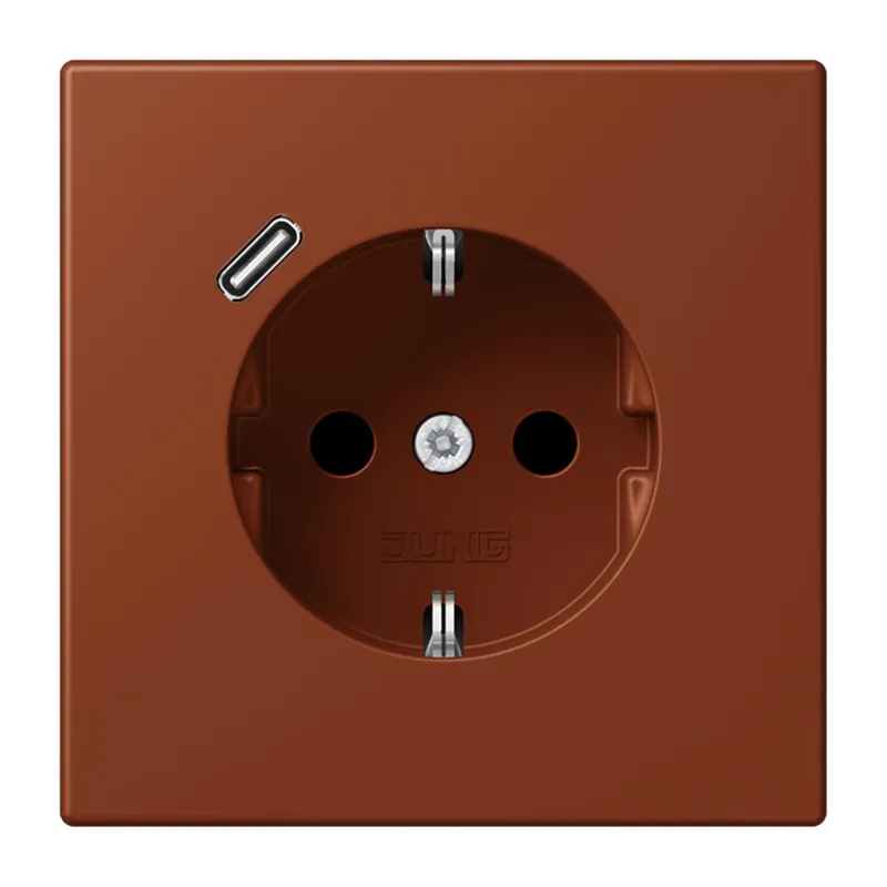 Jung SCHUKO Steckdose 16 A 250 V ~, mit USB-Ladegerät 1 x Typ C, SAFETY+, Serie LS, terre sienne br?lée 59 LC1520-18C247