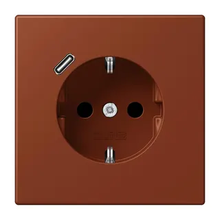 Jung SCHUKO Steckdose 16 A 250 V ~, mit USB-Ladegerät 1 x Typ C, SAFETY+, Serie LS, terre sienne br?lée 59 LC1520-18C247