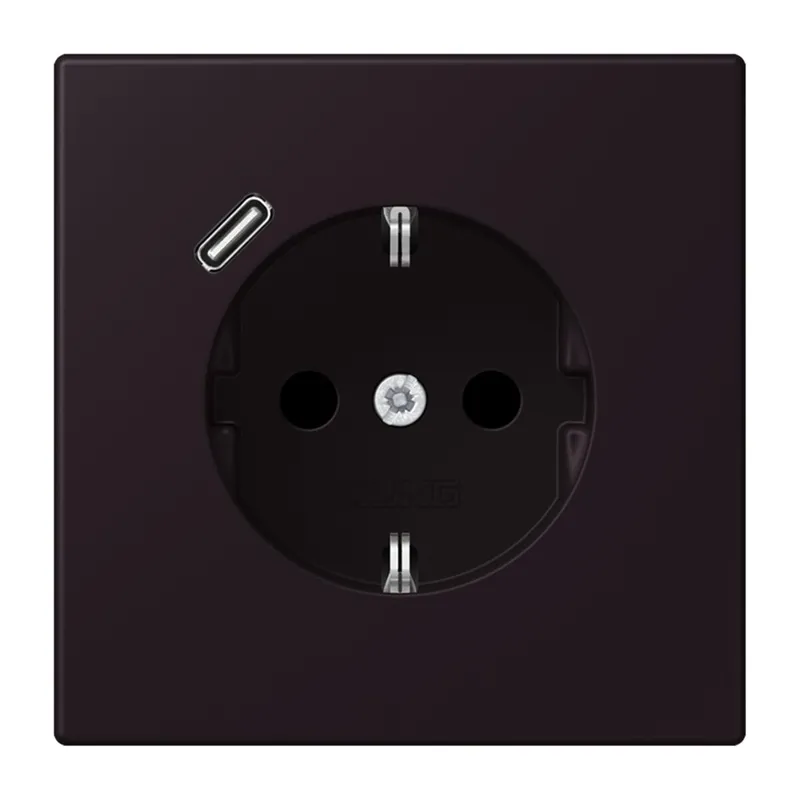 Jung SCHUKO Steckdose 16 A 250 V ~, mit USB-Ladegerät 1 x Typ C, SAFETY+, Serie LS, noir d'ivoire LC1520-18C248