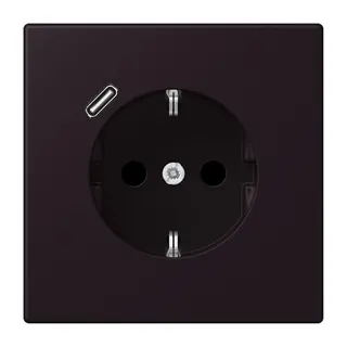 Jung SCHUKO Steckdose 16 A 250 V ~, mit USB-Ladegerät 1 x Typ C, SAFETY+, Serie LS, noir d'ivoire LC1520-18C248