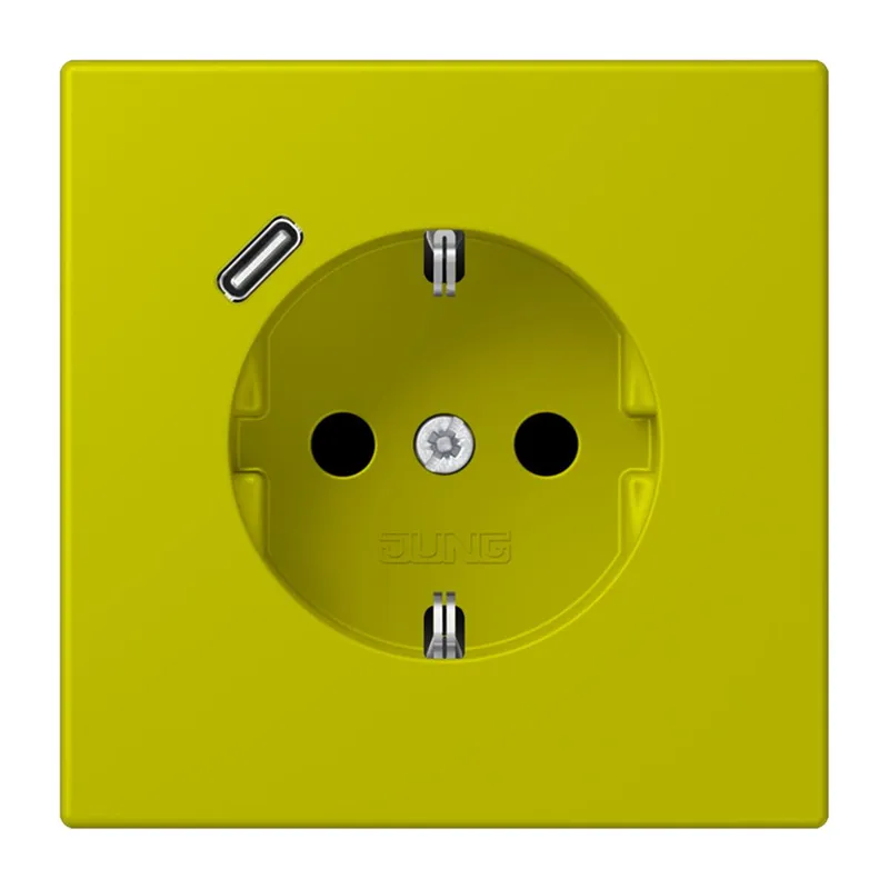 Jung SCHUKO Steckdose 16 A 250 V ~, mit USB-Ladegerät 1 x Typ C, SAFETY+, Serie LS, vert olive vif LC1520-18C249