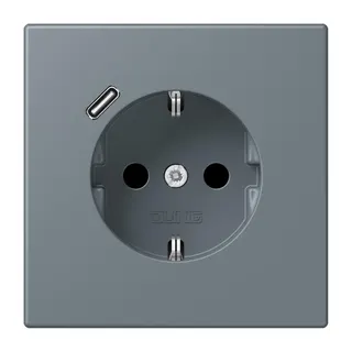 Jung SCHUKO Steckdose 16 A 250 V ~, mit USB-Ladegerät 1 x Typ C, SAFETY+, Serie LS, gris 59 LC1520-18C251