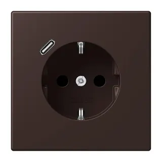 Jung SCHUKO Steckdose 16 A 250 V ~, mit USB-Ladegerät 1 x Typ C, SAFETY+, Serie LS, terre d?ombre br?lée 59 LC1520-18C252