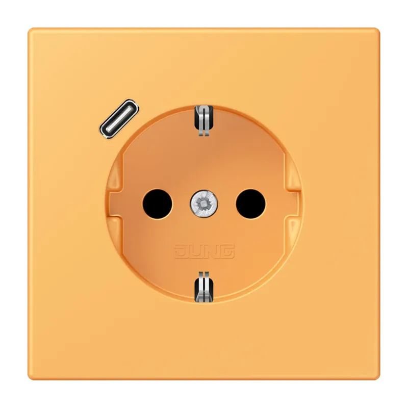 Jung SCHUKO Steckdose 16 A 250 V ~, mit USB-Ladegerät 1 x Typ C, SAFETY+, Serie LS, ocre jaune clair LC1520-18C254