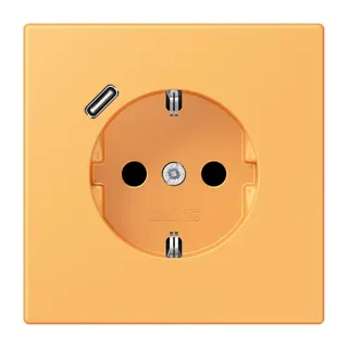 Jung SCHUKO Steckdose 16 A 250 V ~, mit USB-Ladegerät 1 x Typ C, SAFETY+, Serie LS, ocre jaune clair LC1520-18C254