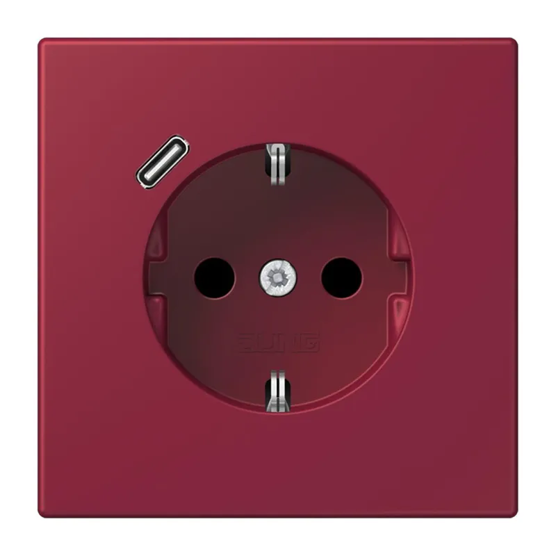Jung SCHUKO Steckdose 16 A 250 V ~, mit USB-Ladegerät 1 x Typ C, SAFETY+, Serie LS, le rubis LC1520-18C255