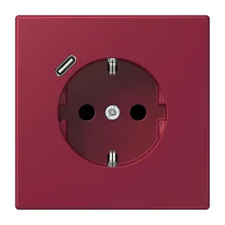 Jung SCHUKO Steckdose 16 A 250 V ~, mit USB-Ladegerät 1 x Typ C, SAFETY+, Serie LS, le rubis LC1520-18C255