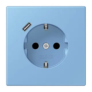 Jung SCHUKO Steckdose 16 A 250 V ~, mit USB-Ladegerät 1 x Typ C, SAFETY+, Serie LS, bleu céruléen 59 LC1520-18C256