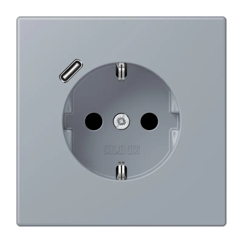 Jung SCHUKO Steckdose 16 A 250 V ~, mit USB-Ladegerät 1 x Typ C, SAFETY+, Serie LS, gris clair 59 LC1520-18C257