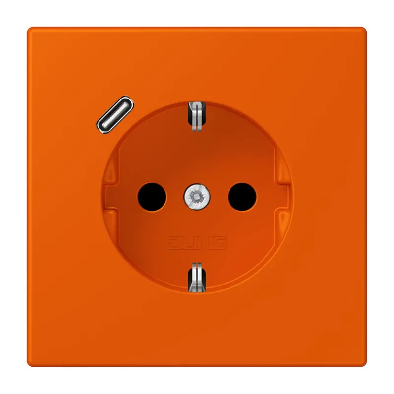 Jung SCHUKO Steckdose 16 A 250 V ~, mit USB-Ladegerät 1 x Typ C, SAFETY+, Serie LS, orange vif LC1520-18C260