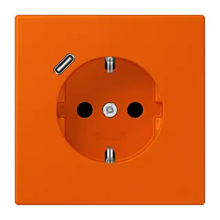 Jung SCHUKO Steckdose 16 A 250 V ~, mit USB-Ladegerät 1 x Typ C, SAFETY+, Serie LS, orange vif LC1520-18C260