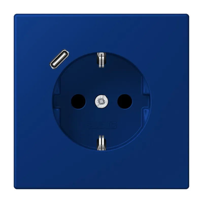 Jung SCHUKO Steckdose 16 A 250 V ~, mit USB-Ladegerät 1 x Typ C, SAFETY+, Serie LS, bleu outremer foncé LC1520-18C261