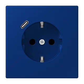 Jung SCHUKO Steckdose 16 A 250 V ~, mit USB-Ladegerät 1 x Typ C, SAFETY+, Serie LS, bleu outremer foncé LC1520-18C261