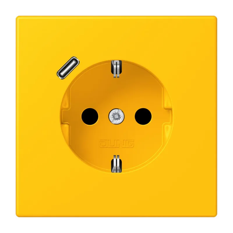 Jung SCHUKO Steckdose 16 A 250 V ~, mit USB-Ladegerät 1 x Typ C, SAFETY+, Serie LS, le jaune vif LC1520-18C263