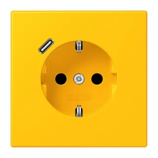 Jung SCHUKO Steckdose 16 A 250 V ~, mit USB-Ladegerät 1 x Typ C, SAFETY+, Serie LS, le jaune vif LC1520-18C263