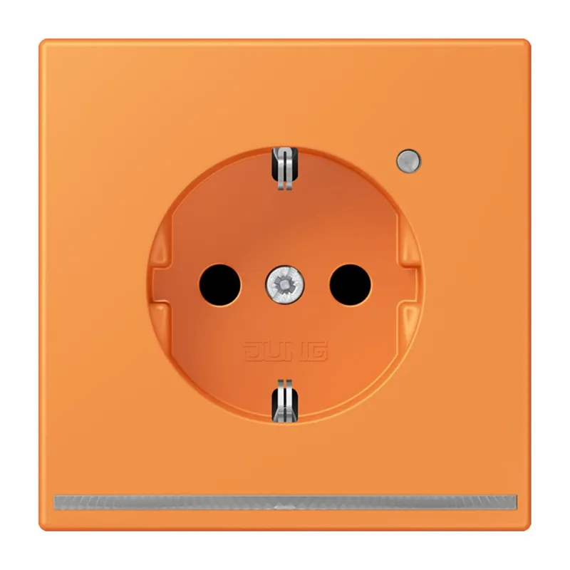 Jung SCHUKO Steckdose, 16 A 250 V ~, mit LED-Orientierungslicht, SAFETY+, Serie LS, orange clair LC1520-OLNW225