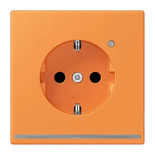 Jung SCHUKO Steckdose, 16 A 250 V ~, mit LED-Orientierungslicht, SAFETY+, Serie LS, orange clair LC1520-OLNW225
