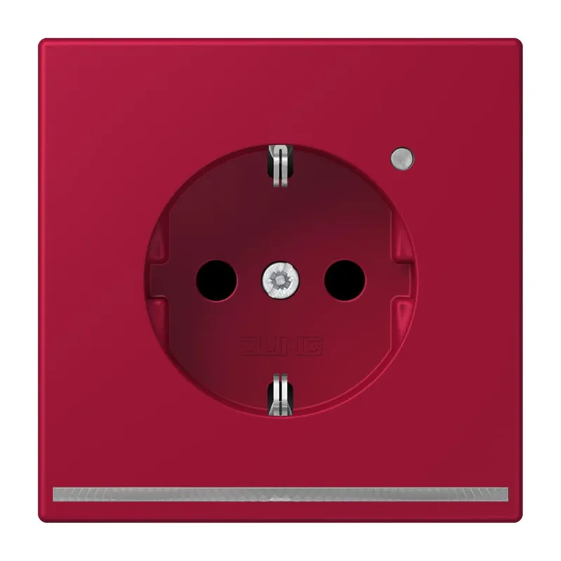 Jung SCHUKO Steckdose, 16 A 250 V ~, mit LED-Orientierungslicht, SAFETY+, Serie LS, rouge carmin LC1520-OLNW229