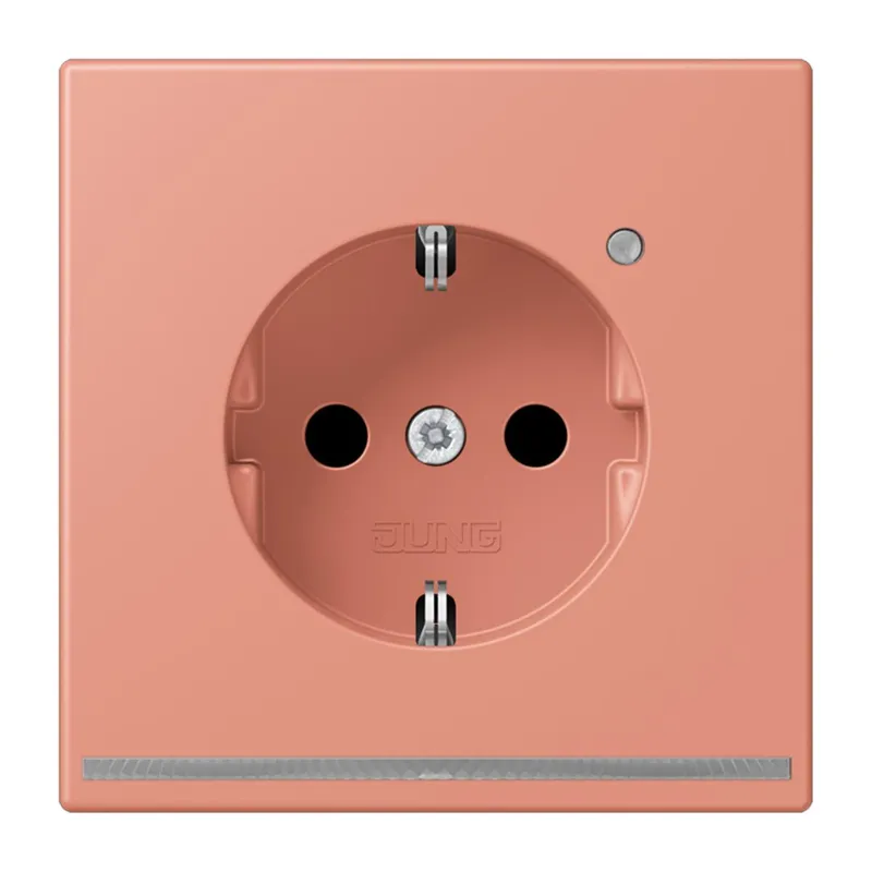Jung SCHUKO Steckdose, 16 A 250 V ~, mit LED-Orientierungslicht, SAFETY+, Serie LS, l'ocre rouge moyen LC1520-OLNW233
