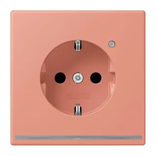 Jung SCHUKO Steckdose, 16 A 250 V ~, mit LED-Orientierungslicht, SAFETY+, Serie LS, l'ocre rouge moyen LC1520-OLNW233