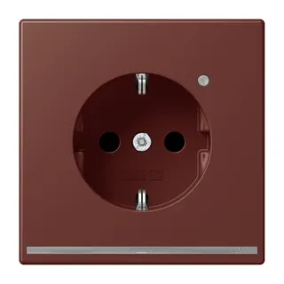Jung SCHUKO Steckdose, 16 A 250 V ~, mit LED-Orientierungslicht, SAFETY+, Serie LS, terre sienne br?lée 31 LC1520-OLNW235