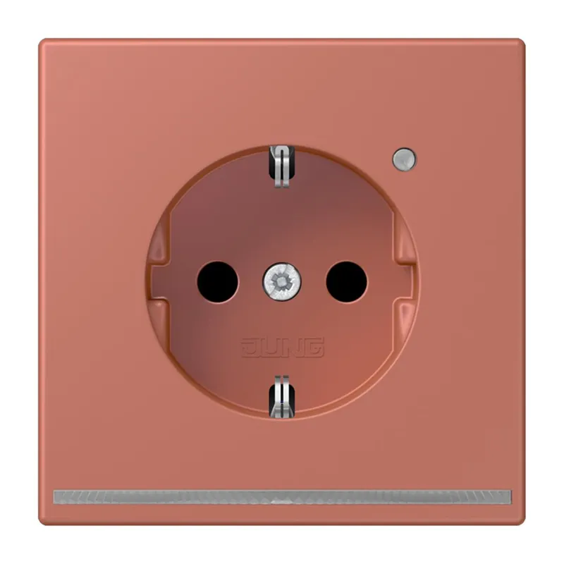 Jung SCHUKO Steckdose, 16 A 250 V ~, mit LED-Orientierungslicht, SAFETY+, Serie LS, terre sienne brique LC1520-OLNW236