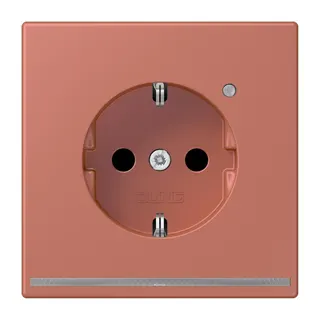 Jung SCHUKO Steckdose, 16 A 250 V ~, mit LED-Orientierungslicht, SAFETY+, Serie LS, terre sienne brique LC1520-OLNW236