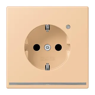 Jung SCHUKO Steckdose, 16 A 250 V ~, mit LED-Orientierungslicht, SAFETY+, Serie LS, terre sienne claire 31 LC1520-OLNW237