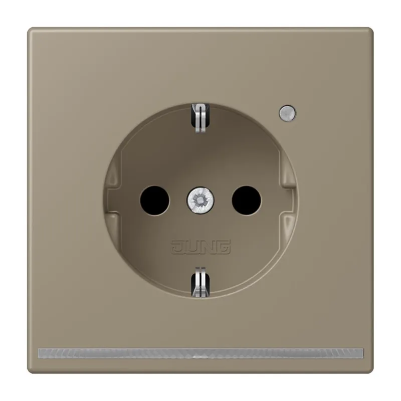 Jung SCHUKO Steckdose, 16 A 250 V ~, mit LED-Orientierungslicht, SAFETY+, Serie LS, ombre naturelle moyenne LC1520-OLNW242