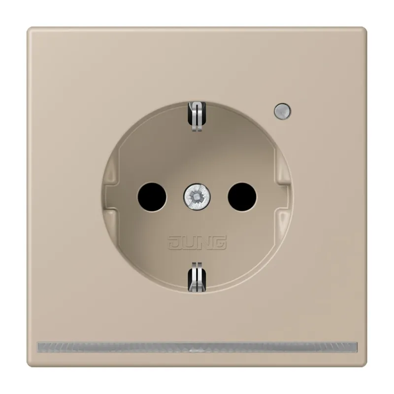 Jung SCHUKO Steckdose, 16 A 250 V ~, mit LED-Orientierungslicht, SAFETY+, Serie LS, ombre naturelle claire LC1520-OLNW243