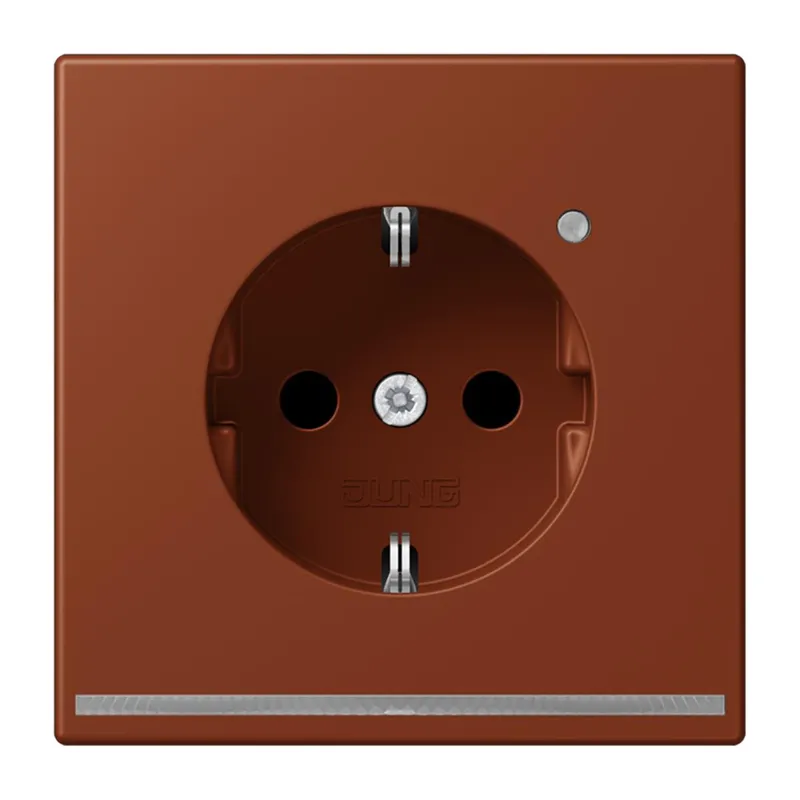 Jung SCHUKO Steckdose, 16 A 250 V ~, mit LED-Orientierungslicht, SAFETY+, Serie LS, terre sienne br?lée 59 LC1520-OLNW247