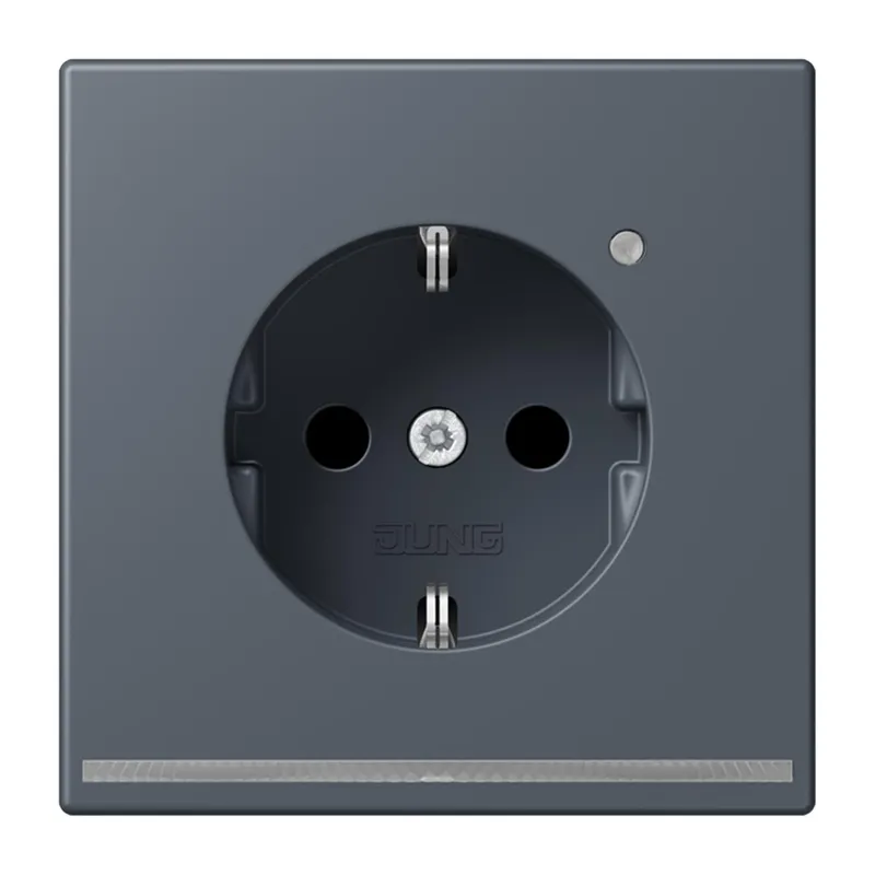 Jung SCHUKO Steckdose, 16 A 250 V ~, mit LED-Orientierungslicht, SAFETY+, Serie LS, gris fonce 59 LC1520-OLNW262