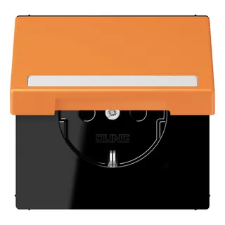 Jung SCHUKO Steckdose, 16 A 250 V ~, mit Schriftfeld, Serie LS, orange LC1520BFNAKL225