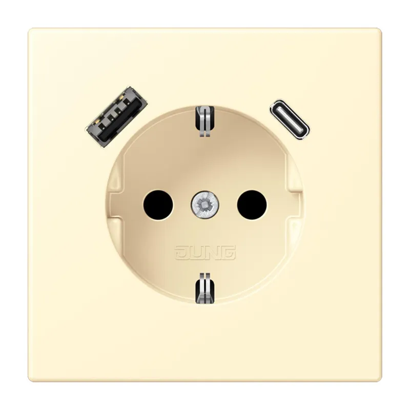 Jung SCHUKO Steckdose 16 A 250 V ~, mit USB-Ladegerät 1 x Typ A + 1 x Typ C, SAFETY+, Serie LS, blanc LC1520-15CA201