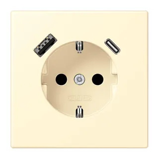 Jung SCHUKO Steckdose 16 A 250 V ~, mit USB-Ladegerät 1 x Typ A + 1 x Typ C, SAFETY+, Serie LS, blanc LC1520-15CA201