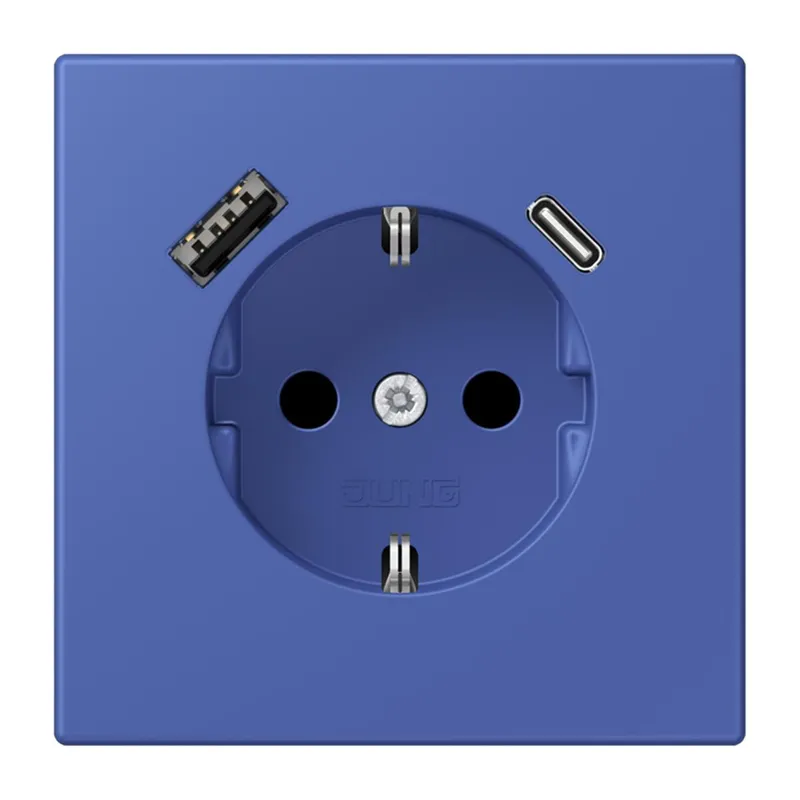 Jung SCHUKO Steckdose 16 A 250 V ~, mit USB-Ladegerät 1 x Typ A + 1 x Typ C, SAFETY+, Serie LS, bleu outremer 31 LC1520-15CA206