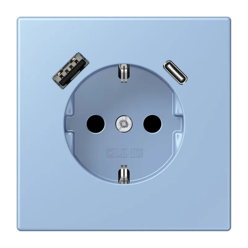 Jung SCHUKO Steckdose 16 A 250 V ~, mit USB-Ladegerät 1 x Typ A + 1 x Typ C, SAFETY+, Serie LS, outremer moyen LC1520-15CA207