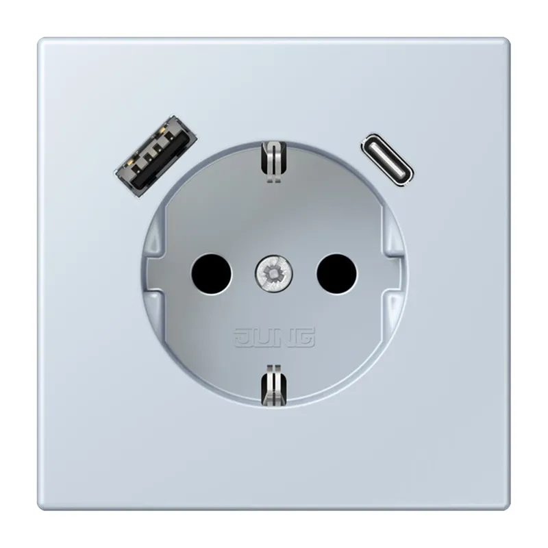 Jung SCHUKO Steckdose 16 A 250 V ~, mit USB-Ladegerät 1 x Typ A + 1 x Typ C, SAFETY+, Serie LS, outremer pale LC1520-15CA209