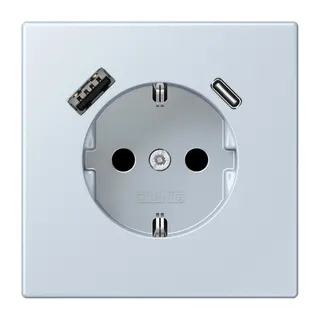 Jung SCHUKO Steckdose 16 A 250 V ~, mit USB-Ladegerät 1 x Typ A + 1 x Typ C, SAFETY+, Serie LS, outremer pale LC1520-15CA209
