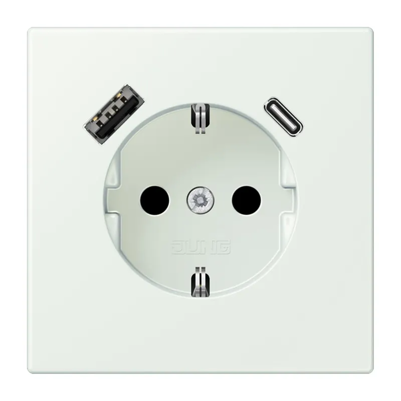 Jung SCHUKO Steckdose 16 A 250 V ~, mit USB-Ladegerät 1 x Typ A + 1 x Typ C, SAFETY+, Serie LS, outremer gris LC1520-15CA210