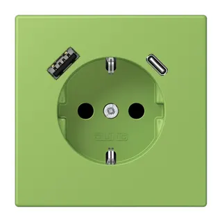 Jung SCHUKO Steckdose 16 A 250 V ~, mit USB-Ladegerät 1 x Typ A + 1 x Typ C, SAFETY+, Serie LS, vert 31 LC1520-15CA220