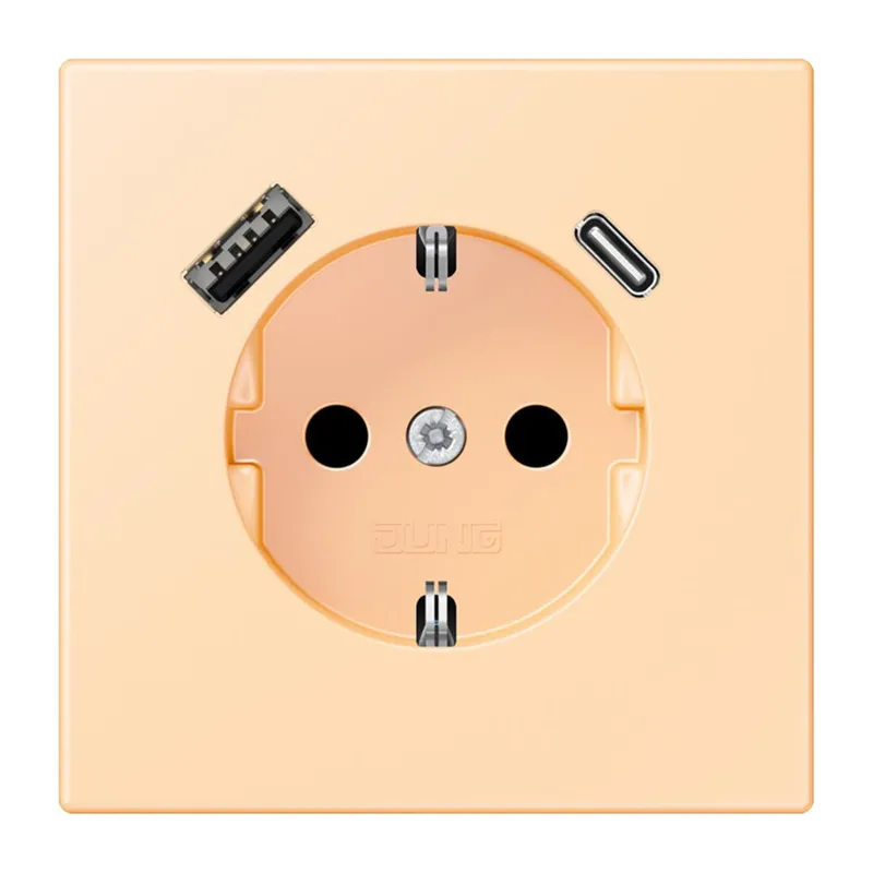 Jung SCHUKO Steckdose 16 A 250 V ~, mit USB-Ladegerät 1 x Typ A + 1 x Typ C, SAFETY+, Serie LS, ocre LC1520-15CA223
