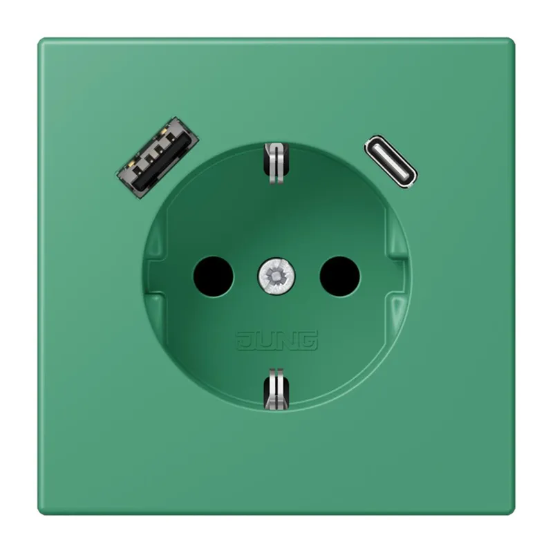 Jung SCHUKO Steckdose 16 A 250 V ~, mit USB-Ladegerät 1 x Typ A + 1 x Typ C, SAFETY+, Serie LS, vert 59 LC1520-15CA250