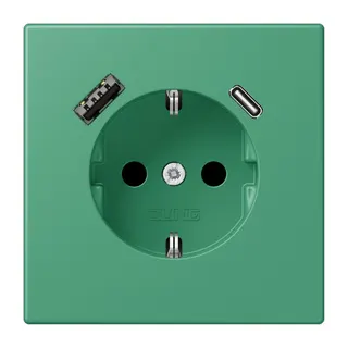 Jung SCHUKO Steckdose 16 A 250 V ~, mit USB-Ladegerät 1 x Typ A + 1 x Typ C, SAFETY+, Serie LS, vert 59 LC1520-15CA250