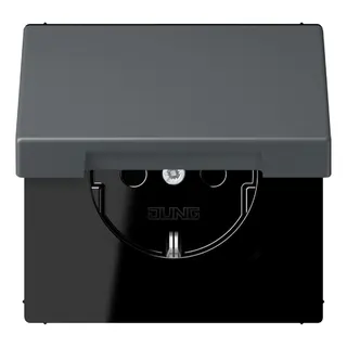 Jung SCHUKO Steckdose, 16 A 250 V ~, Klappdeckel, Serie LS, gris foncé 31 LC1520BFKL202