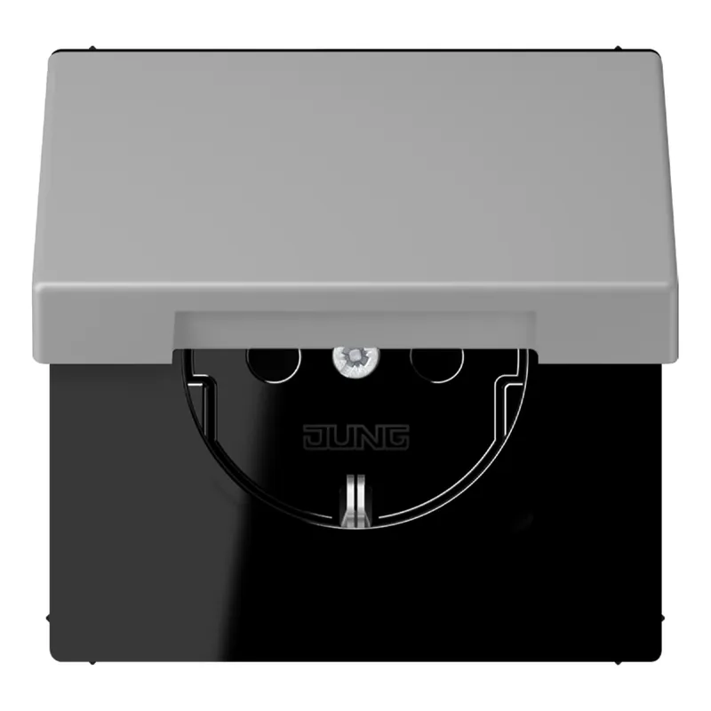 Jung SCHUKO Steckdose, 16 A 250 V ~, Klappdeckel, Serie LS, gris moyen LC1520BFKL204